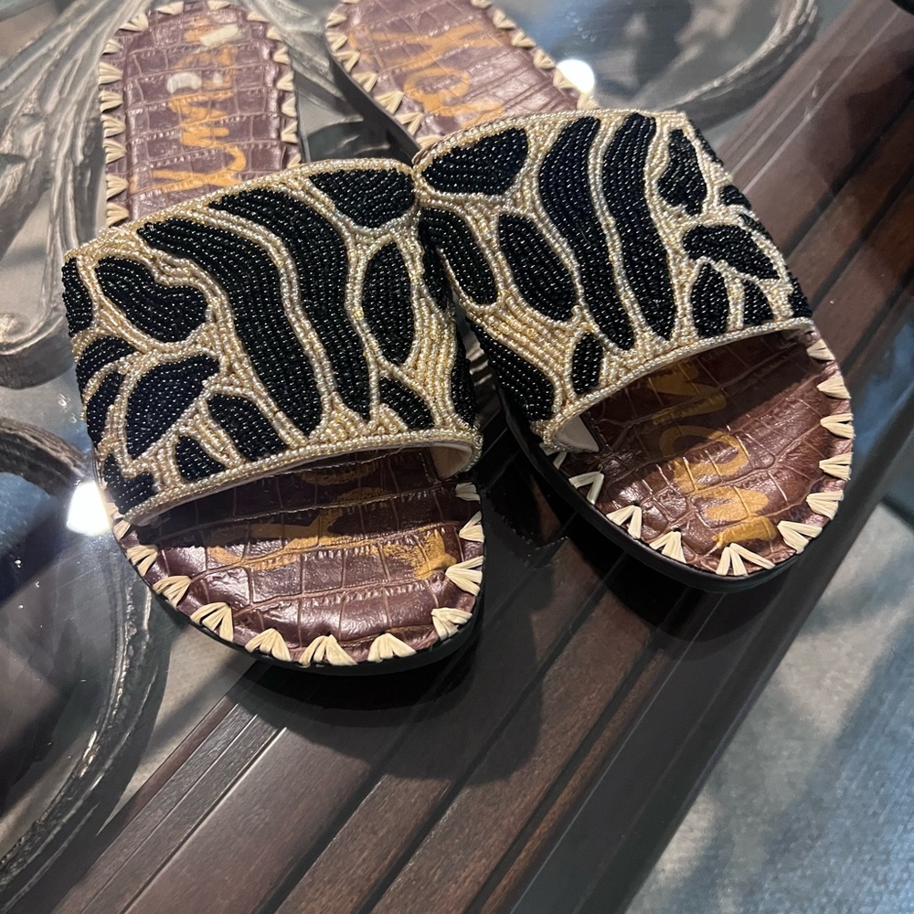 Sam Edelman sandals beautiful zebra beads detail used gently true to size - Picture 5 of 17